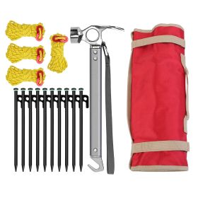 Tent Stakes Camping Hammer Tent Pegs Set Camping Accessories Kit with 9.84FT Reflective Ropes for Camping Hiking Canopy