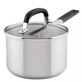 2qt Stainless Steel Saucepan with Measuring Marks Light Silver