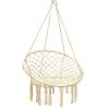 Hanging Macrame Hammock Chair with Handwoven Cotton Backrest