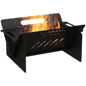 Outsunny 3-In-1 Portable Fire Pit, Stove, Coffee Table, Wood Burning Firepit with Carrying Bag and Quick Assembly for Camping, Bonfire, Picnic, Backya