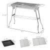 Outsunny Charcoal Grill, Stainless Steel Portable Folding BBQ, Outdoor Hibachi for Backyard Cooking, Camping, Picnic, Party, Tailgating and Travel wit