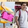 Folding Beach Chair Set of 2 for Adults, 4 Position Portable Backpack Foldable Camping Chair with Headrest Cup Holder and Wooden Armrests, Pink