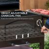 Outsunny Charcoal Grill, BBQ with Adjustable Height, Portable Barbecue with Folding Shelves, Thermometer, Bottle Opener & Wheels for Outdoor Camping,