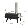 Outsunny Outdoor Pizza Oven with 12" Stone, Peel and Cover, Portable Pellet Wood Fired Pizza Maker with Foldable Legs, Stainless Steel Pizza Grill for