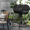 Outsunny Barrel Charcoal BBQ Grill with 420 sq.in. Cooking Area, Outdoor Barbecue with Wheels, Ash Catcher and Built-in Thermometer for Patio Picnic,