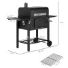 Outsunny Charcoal Grill, BBQ with Adjustable Height, Portable Barbecue with Folding Shelves, Thermometer, Bottle Opener & Wheels for Outdoor Camping,