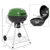 Outsunny 21" Kettle Charcoal BBQ Grill Trolley with 360 sq.in. Cooking Area, Outdoor Barbecue with Shelf, Wheels, Ash Catcher and Built-in Thermometer