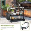 3 Tiers Foldable Outdoor Cart on 2 Wheels with Phone Holder