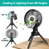 Foldable Camping Fan with Emergency Power Bank 270¬∞ Oscillating Rechargeable Tripod Fan for Hiking Fishing Personal Desk Fan with 4 Speeds 3 Brightne