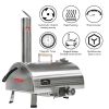 Pizza Oven Outdoor 12" Automatic Rotatable Pizza Ovens Portable Stainless Steel Wood Fired Pizza Oven Pizza Maker with Built-in Thermometer Pizza Cutt