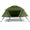 84.6*34.5*49.2in military green camping tent with tent storage bag and adjustable leg brackets with camp bed