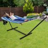 Hammock Chair Stand Set Cotton Swing with Pillow Cup Holder Indoor Outdoor