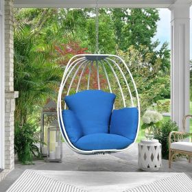 Aluminum Egg Chair; Hanging Swing Chair with Thickness Cushion for Indoor; Outdoor; Garden; Patio (Color: Blue)