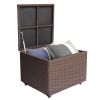 20 Gallon Capacity Outdoor Wicker Deck Box; Rattan Storage Cabinet with Wheels; Brown