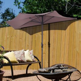 9 Feet Patio Bistro Half Round Umbrella without Weight Base (Color: Tan)