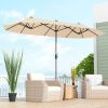 13 Feet Double-Sided Patio Twin Table Umbrella with Crank Handle