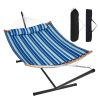 VEVOR Two Person Hammock with Stand Included, Double Hammock with Curved Spreader Bar and Detachable Pillow and Portable Carrying Bag, Perfect for Out