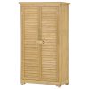 Wooden Garden Shed 3-tier Patio Storage Cabinet Outdoor Organizer Wooden Lockers with Fir Wood Shutter Design