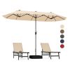 13 Feet Double-Sided Patio Twin Table Umbrella with Crank Handle