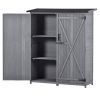 Outdoor 5.3ft Hx4.6ft L Wood Storage Shed Tool Organizer; Garden Shed; Storage Cabinet with Waterproof Asphalt Roof; Double Lockable Doors; 3-tier She