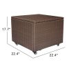 20 Gallon Capacity Outdoor Wicker Deck Box; Rattan Storage Cabinet with Wheels; Brown