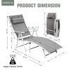 Adjustable Outdoor Lightweight Folding Chaise Lounge Chair with Pillow