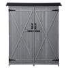 Outdoor 5.3ft Hx4.6ft L Wood Storage Shed Tool Organizer; Garden Shed; Storage Cabinet with Waterproof Asphalt Roof; Double Lockable Doors; 3-tier She