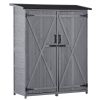 Outdoor 5.3ft Hx4.6ft L Wood Storage Shed Tool Organizer; Garden Shed; Storage Cabinet with Waterproof Asphalt Roof; Double Lockable Doors; 3-tier She