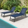 3 Pieces Patio Chaise Lounge Chair and Table Set for Poolside Yard