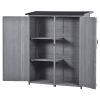 Outdoor 5.3ft Hx4.6ft L Wood Storage Shed Tool Organizer; Garden Shed; Storage Cabinet with Waterproof Asphalt Roof; Double Lockable Doors; 3-tier She