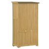 Wooden Garden Shed 3-tier Patio Storage Cabinet Outdoor Organizer Wooden Lockers with Fir Wood Shutter Design