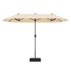 13 Feet Double-Sided Patio Twin Table Umbrella with Crank Handle