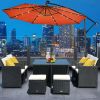 10 Feet Patio Umbrella with Crank and Solar LED Lights