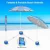 8 Feet Portable Beach Umbrella with Sand Anchor and Tilt Mechanism