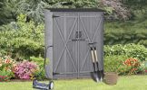 Outdoor 5.3ft Hx4.6ft L Wood Storage Shed Tool Organizer; Garden Shed; Storage Cabinet with Waterproof Asphalt Roof; Double Lockable Doors; 3-tier She