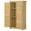 Wooden Garden Shed 3-tier Patio Storage Cabinet Outdoor Organizer Wooden Lockers with Fir Wood Shutter Design