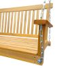 Front Porch Swing with Armrests;  Wood Bench Swing with Hanging Chains; for Outdoor Patio ; Garden Yard;  porch;  backyard;  or sunroom; Easy to Assem