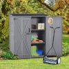 Outdoor 5.3ft Hx4.6ft L Wood Storage Shed Tool Organizer; Garden Shed; Storage Cabinet with Waterproof Asphalt Roof; Double Lockable Doors; 3-tier She