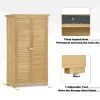 Wooden Garden Shed 3-tier Patio Storage Cabinet Outdoor Organizer Wooden Lockers with Fir Wood Shutter Design