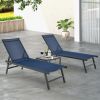 3 Pieces Patio Chaise Lounge Chair and Table Set for Poolside Yard