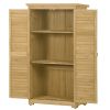 Wooden Garden Shed 3-tier Patio Storage Cabinet Outdoor Organizer Wooden Lockers with Fir Wood Shutter Design