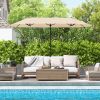 13 Feet Double-Sided Patio Twin Table Umbrella with Crank Handle