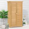 Wooden Garden Shed 3-tier Patio Storage Cabinet Outdoor Organizer Wooden Lockers with Fir Wood Shutter Design