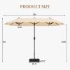 13 Feet Double-Sided Patio Twin Table Umbrella with Crank Handle