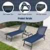 3 Pieces Patio Chaise Lounge Chair and Table Set for Poolside Yard