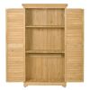 Wooden Garden Shed 3-tier Patio Storage Cabinet Outdoor Organizer Wooden Lockers with Fir Wood Shutter Design