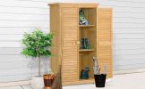 Wooden Garden Shed 3-tier Patio Storage Cabinet Outdoor Organizer Wooden Lockers with Fir Wood Shutter Design